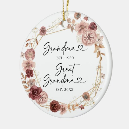 Eerste keer als grootmoeder Geometric Floral C Keramisch Ornament (Links)