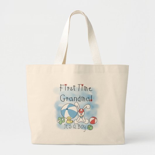 Eerste keer grootmoeder Baby Boy Grote Tote Bag (Voorkant)