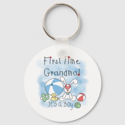 Eerste keer grootmoeder Baby Boy Sleutelhanger (Voorkant)