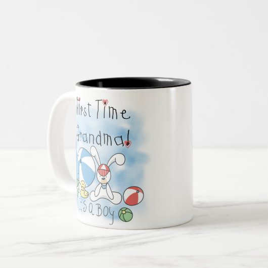 Eerste keer grootmoeder Baby Boy Tweekleurige Koffiemok (Voorkant links)