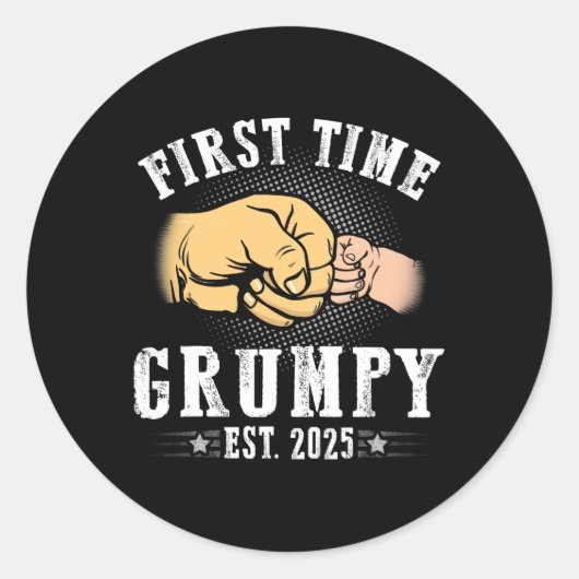 Eerste keer Grumpy EST 2025 Vaderdag binnenkort te Ronde Sticker (Voorkant)