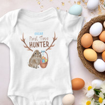 Eerste keer Hunter Easter Bunny en Egg Basket Boy