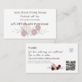 Eerste keer klanten Elegante Bloemen Waterverf Kortingskaartje (Voorkant / Achterkant)