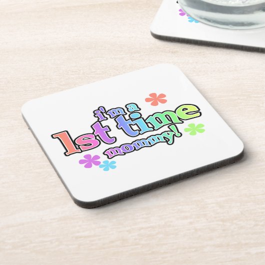 Eerste keer mammie regenboogtekst cadeautjes drankjes onderzetter (Linkerzijde)