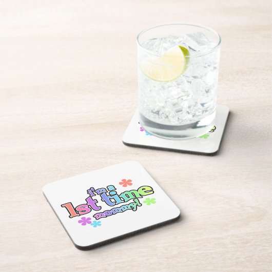 Eerste keer mammie regenboogtekst cadeautjes drankjes onderzetter (Rechterzijde)