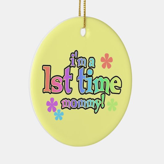 Eerste keer mammie regenboogtekst cadeautjes keramisch ornament (Rechts)