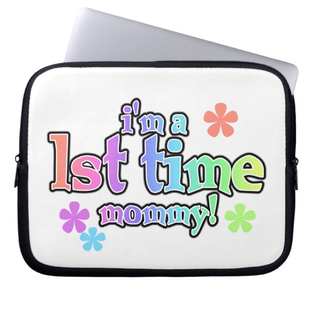 Eerste keer mammie regenboogtekst cadeautjes laptop sleeve (Voorkant)