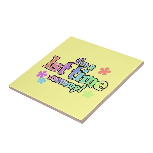 Eerste keer mammie regenboogtekst cadeautjes tegeltje (Zijkant)