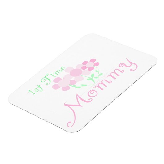 Eerste keer mammie roze bloemen cadeautjes magneet (Linkerzijde)