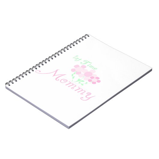 Eerste keer mammie roze bloemen cadeautjes notitieboek (Linkerzijde)