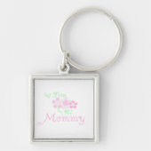 Eerste keer mammie roze bloemen cadeautjes sleutelhanger (Voorkant)