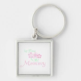 Eerste keer mammie roze bloemen cadeautjes sleutelhanger