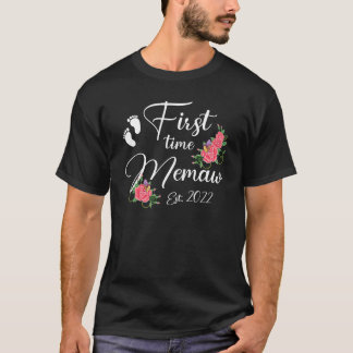 Eerste keer Memaw 2022 Moederdag Bloem T-shirt