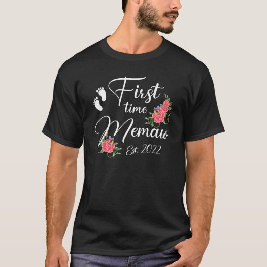 Eerste keer Memaw 2022 Moederdag Bloem T-shirt (Voorkant)