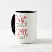 Eerste keer moeder Cute bloemige moederchap ontwer Mok (Voorkant links)
