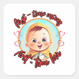 Eerste keer moeders, eerste keer liefde - Jongen Vierkante Sticker