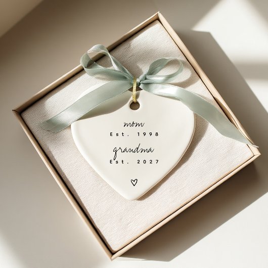 Eerste keer oma aandenken op maat gemaakte hartvor keramisch ornament