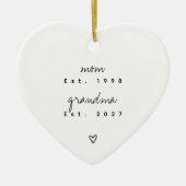 Eerste keer oma aandenken op maat gemaakte hartvor keramisch ornament (Voorkant)