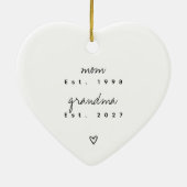 Eerste keer oma aandenken op maat gemaakte hartvor keramisch ornament (Achterkant)