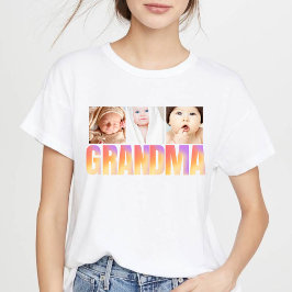 eerste keer oma aangepaste 3 foto collage Tri-Blend shirt