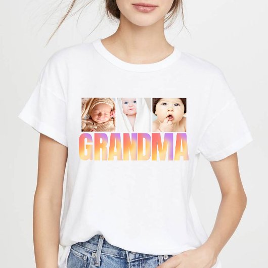eerste keer oma aangepaste 3 foto collage Tri-Blend shirt