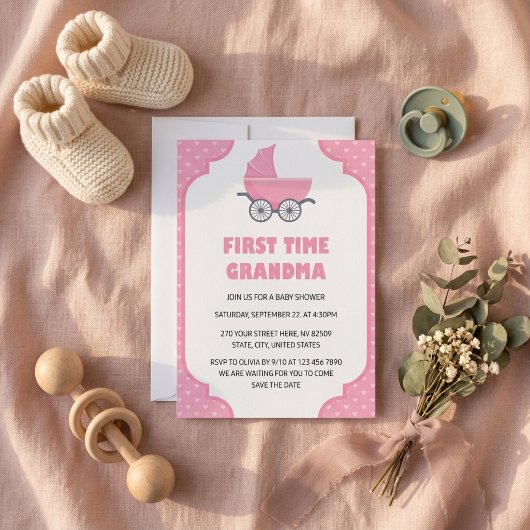 Eerste keer oma baby shower uitnodiging