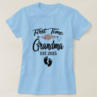 Eerste keer oma geschat 2025 voor nieuwe oma t-shirt