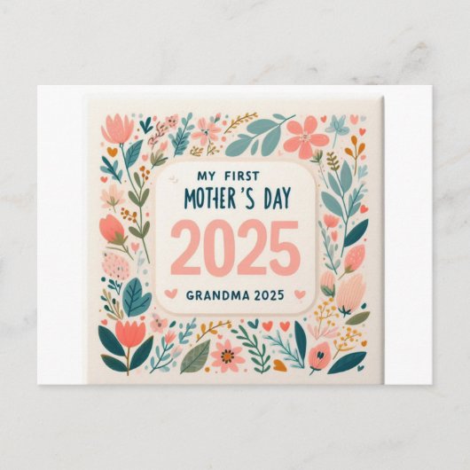 Eerste keer oma Moederdag 2025 Feestdagenkaart (Voorkant)
