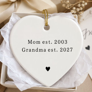 Eerste keer oma zwangerschapsaankondiging Hart Keramisch Ornament