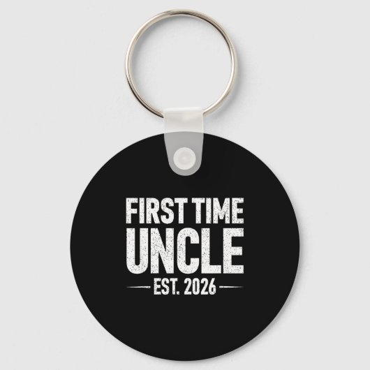 Eerste keer Oom Geschat 2026 Grappige Nieuwe Oom Sleutelhanger (Voorkant)