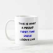 Eerste keer oom, trots koffiemok (Links)