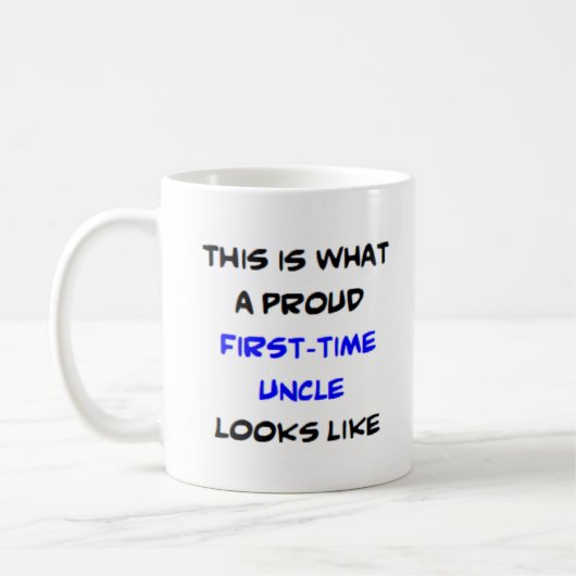 Eerste keer oom, trots koffiemok (Links)