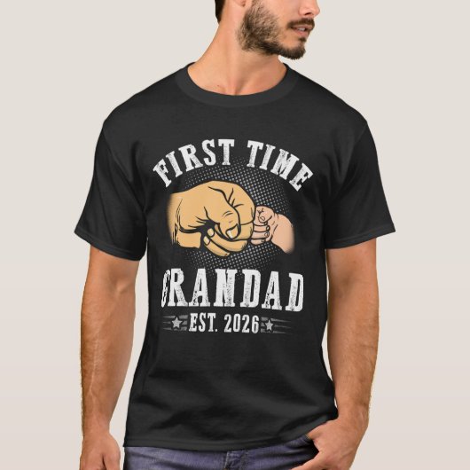 Eerste keer opa Est 2026 Vaderdag Bevorderd T-shirt (Voorkant)
