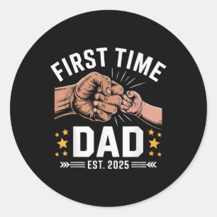 Eerste keer papa est 2025 vuist hobbel nieuwe papa ronde sticker