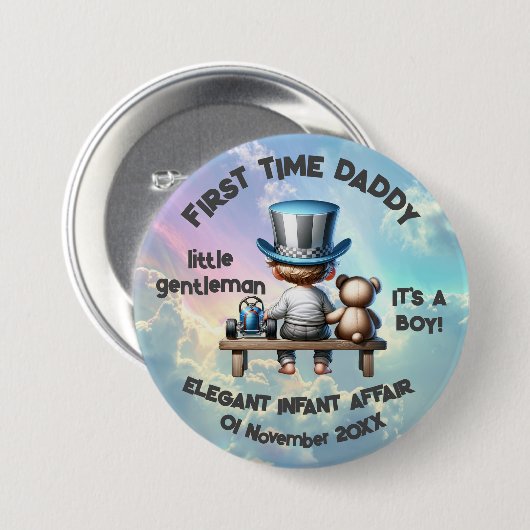 Eerste keer papa - Het is een jongen | Ronde Button 7,6 Cm (Voorkant /achterkant)