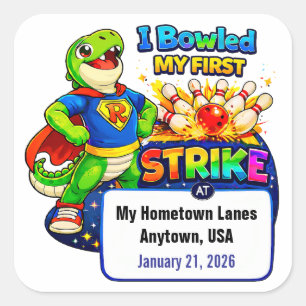 Eerste keer strike bowlen voor kinderen Geperson Vierkante Sticker