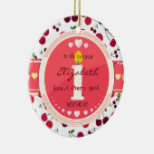 Eerste kersen goede verjaardag Keramisch sierlijk Keramisch Ornament (Rechts)