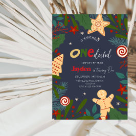Eerste kerst 1e verjaardag jongen-vakantie vieren kaart