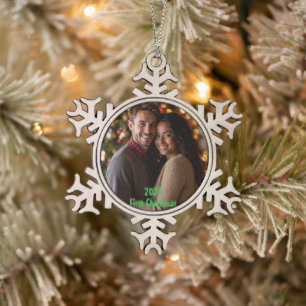 eerste kerst 2024 tin sneeuwvlok ornament