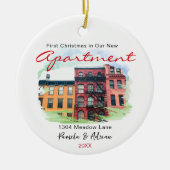 Eerste kerst aangepaste appartement foto keramisch ornament (Voorkant)