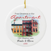 Eerste kerst aangepaste appartement foto keramisch ornament (Achterkant)
