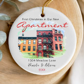 Eerste kerst aangepaste appartement foto keramisch ornament