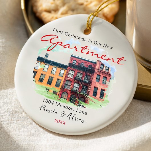 Eerste kerst aangepaste appartement foto keramisch ornament