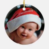 Eerste kerst, aangepaste foto, grappig Santa vlieg Keramisch Ornament (Achterkant)
