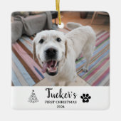 Eerste Kerst Aangepaste Hond Foto Keramisch Ornament (Voorkant)