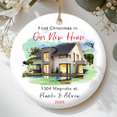 eerste kerst aangepaste huis foto keramisch ornament