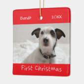 Eerste kerst aangepaste huisdier foto keramisch ornament (Links)