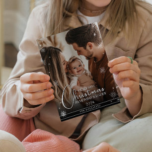 Eerste kerst als aangepaste foto voor ouders briefkaart