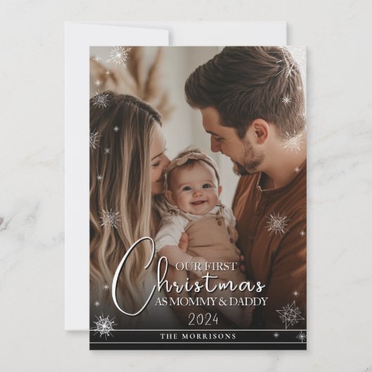 Eerste kerst als aangepaste foto voor ouders feestdagenkaart (Voorkant)