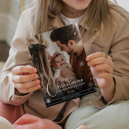 Eerste kerst als aangepaste foto voor ouders feestdagenkaart